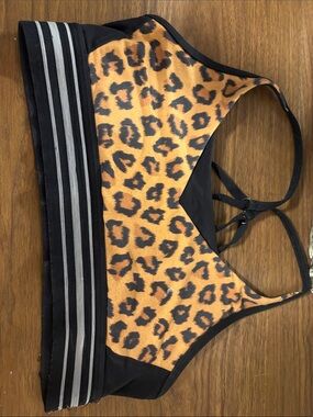 Lorna Jane Leopard Print Sports Bralette - Black & Tan